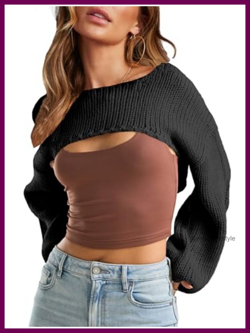 Women's Crochet Crop Shrug Sweater Knit Bolero Y2K Long Sleeve Pullover